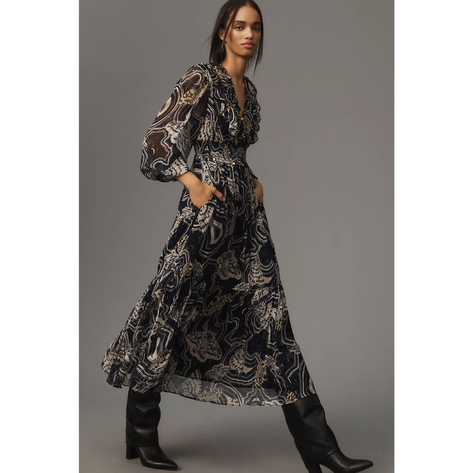 Nwt Anthropologie Printer Johnson Midi Dress - Xsp